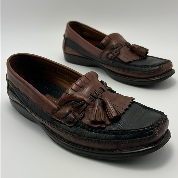 Johnston & Murphy Leather Loafers Men\'s 12 M  Tassels Slip Ons Black Brown